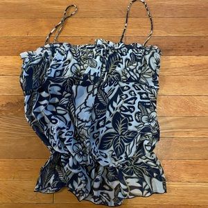 Forever 21 tropical floral strap tank top  M blue